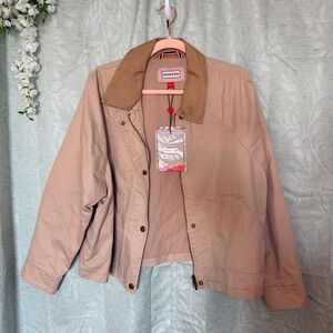NEW $149 Hunter Womens M Chore Barn Taupe Cotton Canvas Jacket Country Cottage